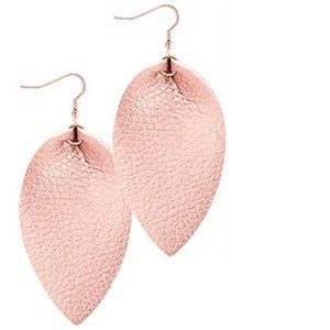 Handmade Vegan Leather Leaf Dangle Set NWT